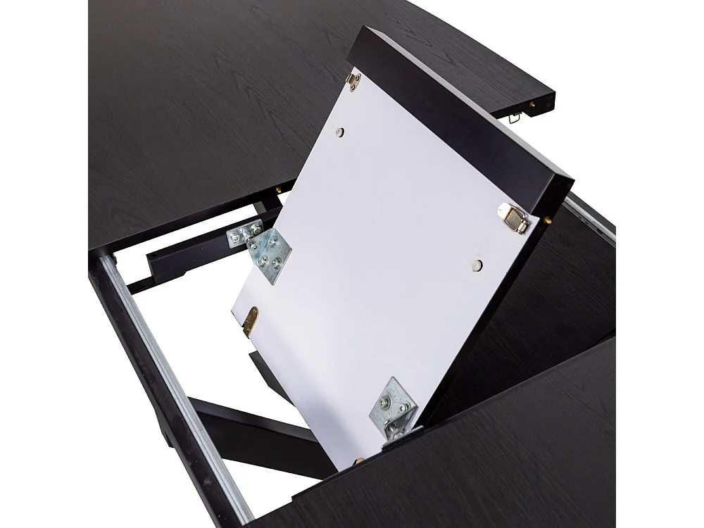 Arros - Table à manger extensible ovale 8 à 10 personnes en bois et métal - Noir