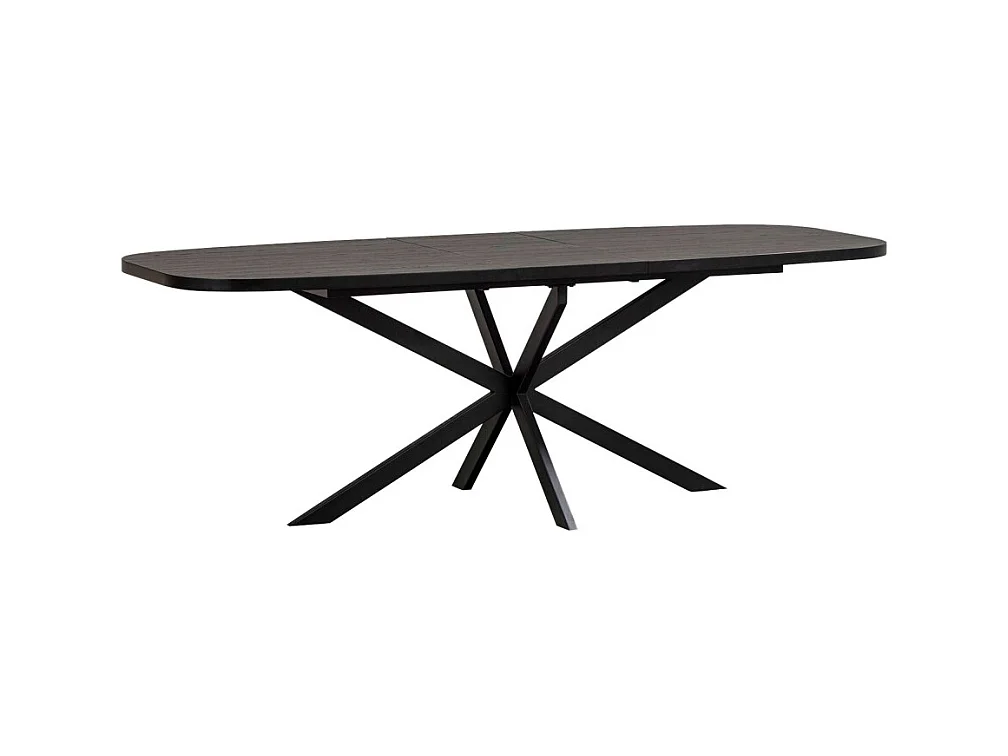Arros - Table à manger extensible ovale 8 à 10 personnes en bois et métal - Noir