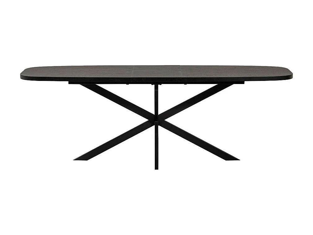 Arros - Table à manger extensible ovale 8 à 10 personnes en bois et métal - Noir