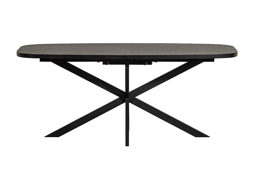 Arros - Table à manger extensible ovale 8 à 10 personnes en bois et métal - Noir