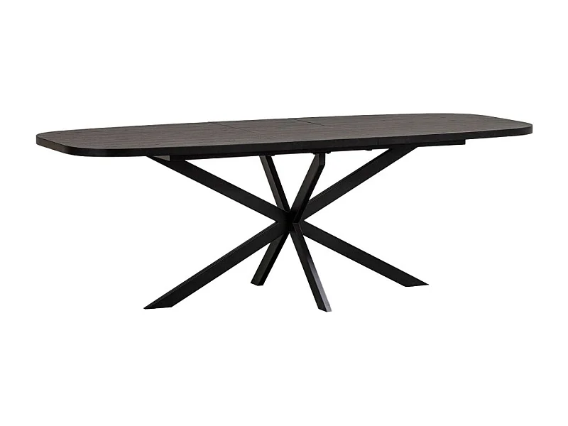 Arros - Table à manger extensible ovale 8 à 10 personnes en bois et métal - Noir