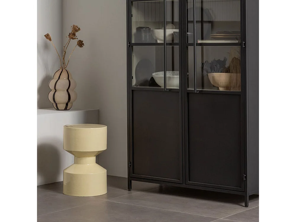 Hidde - Table d'appoint ronde en métal ø30 cm - Beige