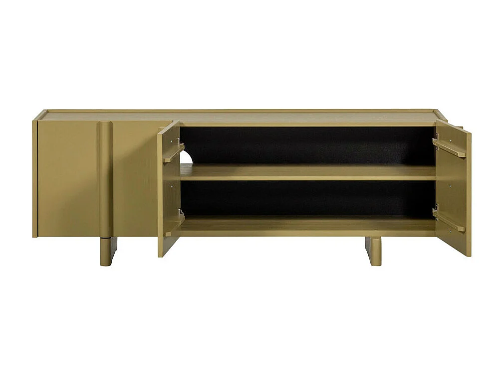 Basu - Meuble TV 3 portes en bois L152cm - Vert kaki