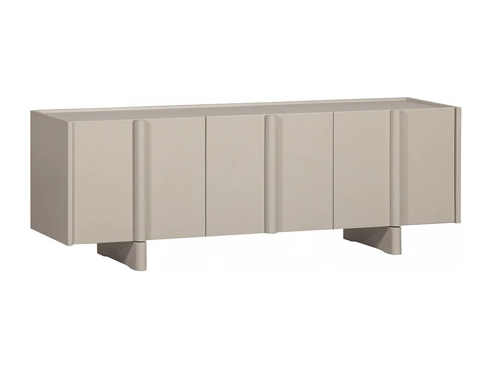 Basu - Meuble TV 3 portes en bois L152cm - Gris clair