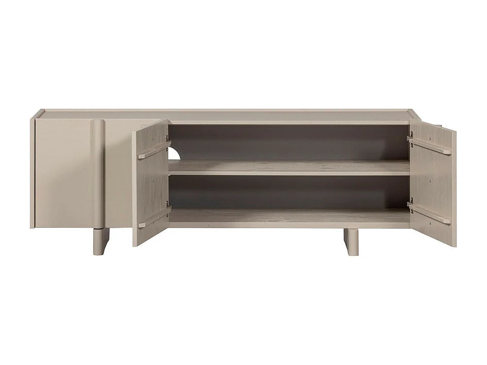 Basu - Meuble TV 3 portes en bois L152cm - Gris clair