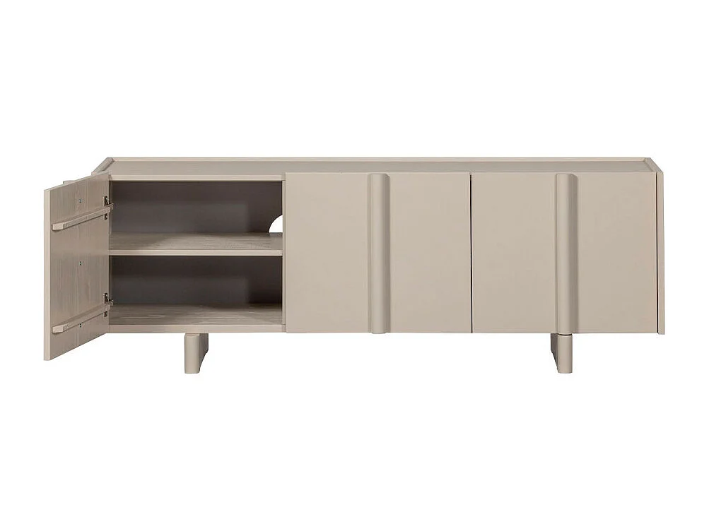 Basu - Meuble TV 3 portes en bois L152cm - Gris clair