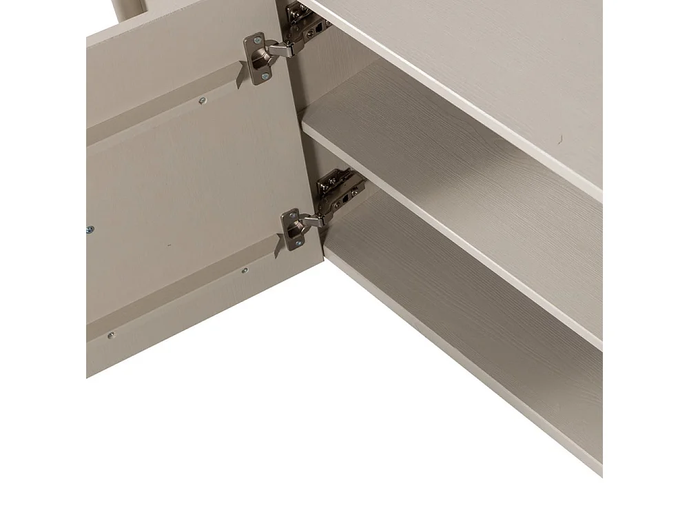 Basu - Meuble TV 3 portes en bois L152cm - Gris clair