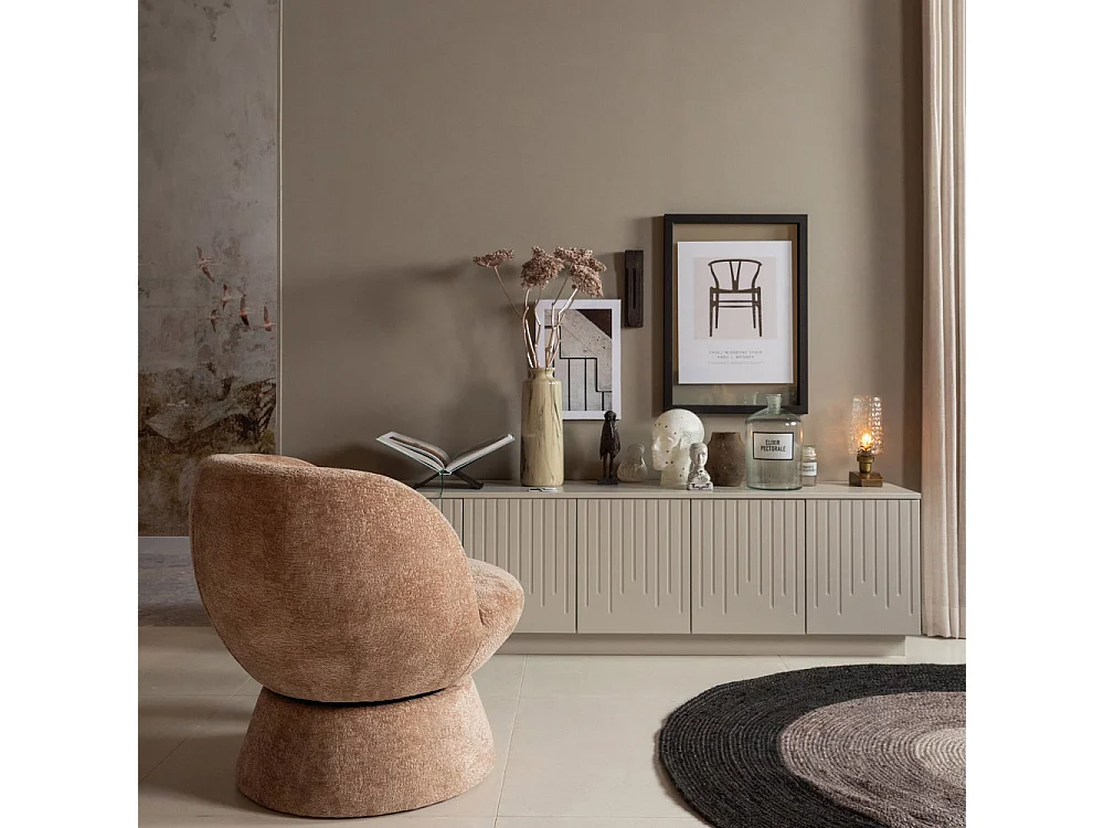 Pencil - Meuble TV 5 portes en bois L180cm - Gris clair