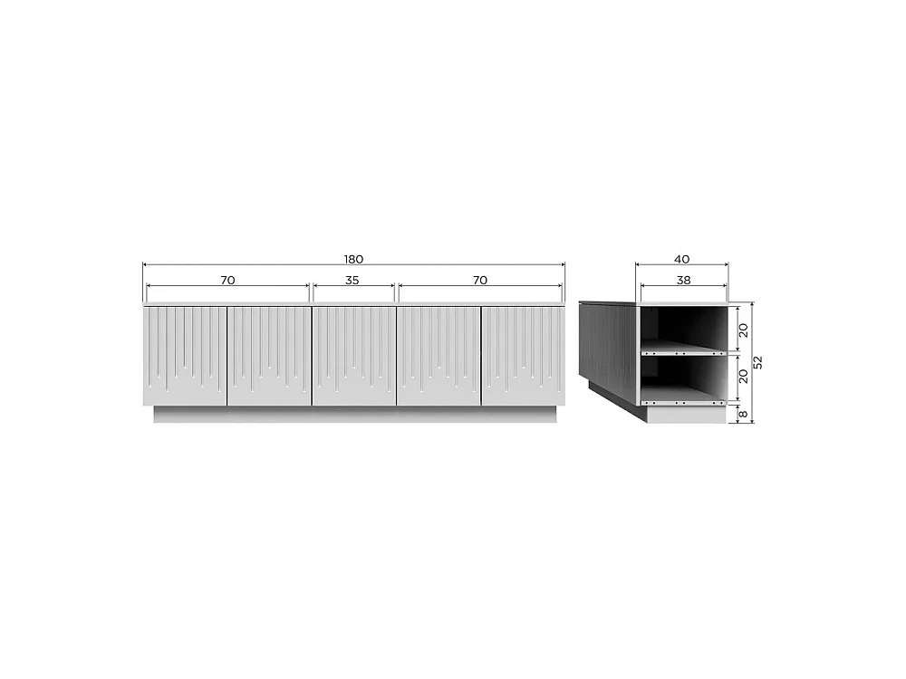 Meuble tv 4 portes en pin PENCIL