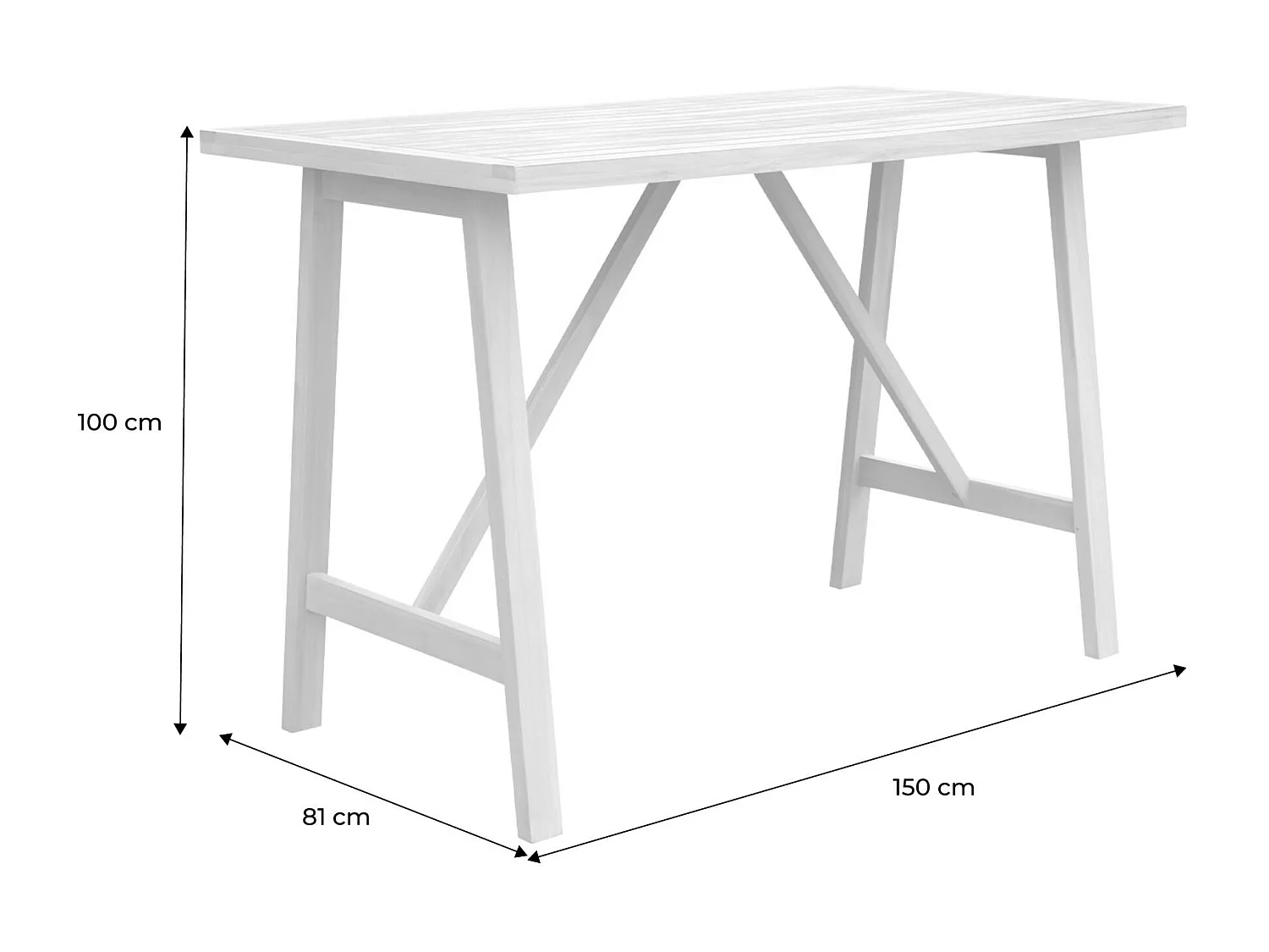 Tavolo alto da giardino in legno di acacia 4 posti, marrone naturale
