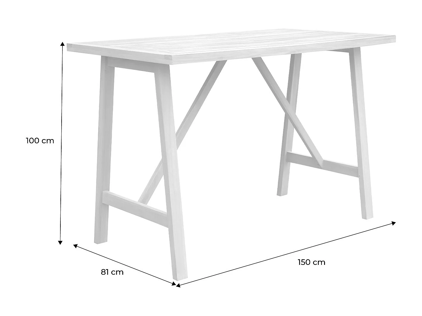 Tavolo alto da giardino in legno di acacia 4 posti, marrone naturale