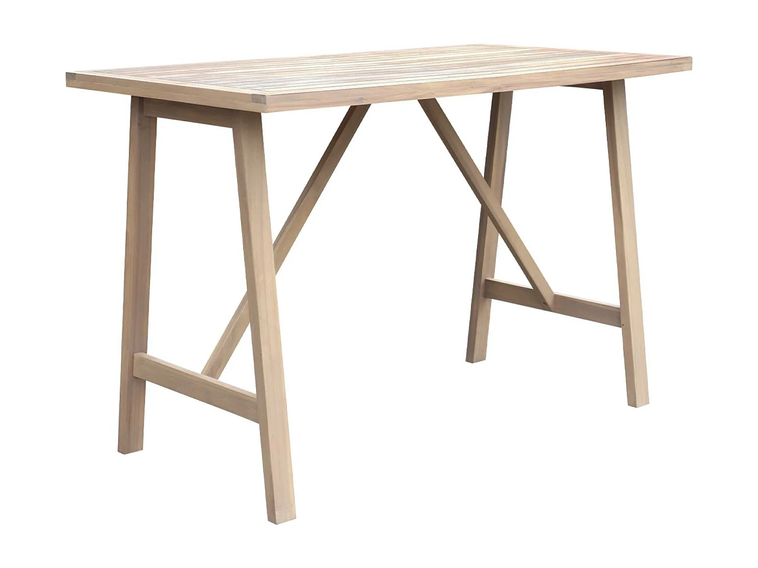 Tavolo alto da giardino in legno di acacia 4 posti, marrone naturale