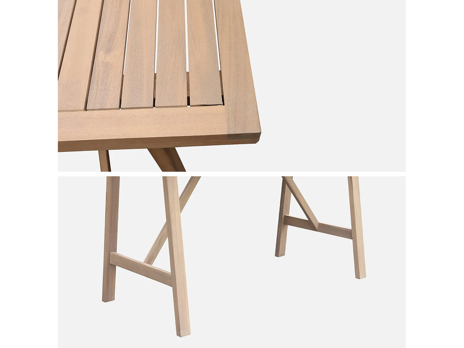 Tavolo alto da giardino in legno di acacia 4 posti, marrone naturale