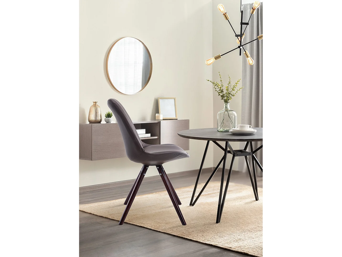 chaise salle à manger - Similicuir & Cappuccino - Marron - Laval