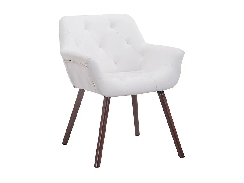 chaises avec accoudoirs - Similicuir & Noyer - Blanc - Cassidy