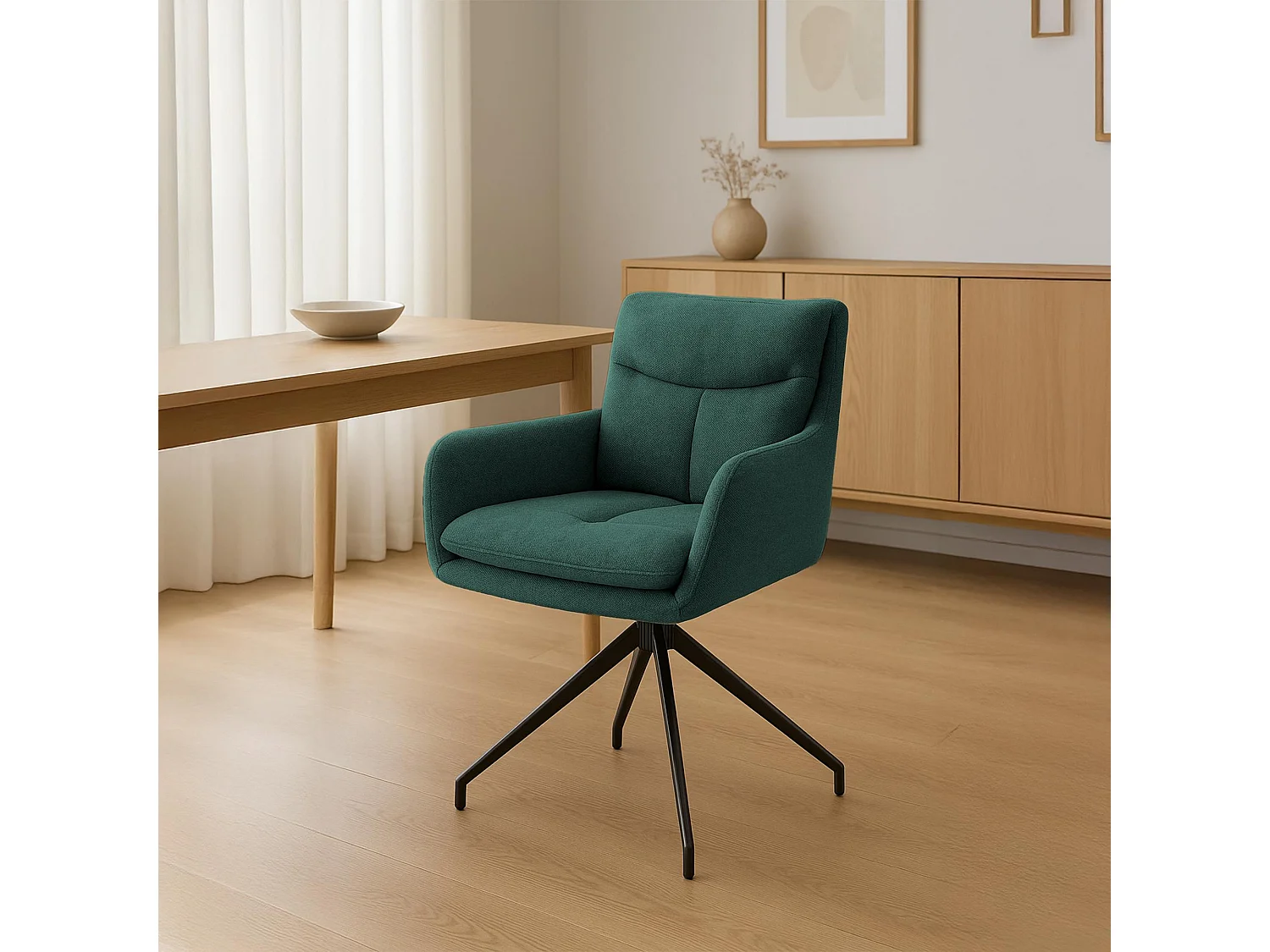 chaise salle à manger - Tissu - Vert - Somers