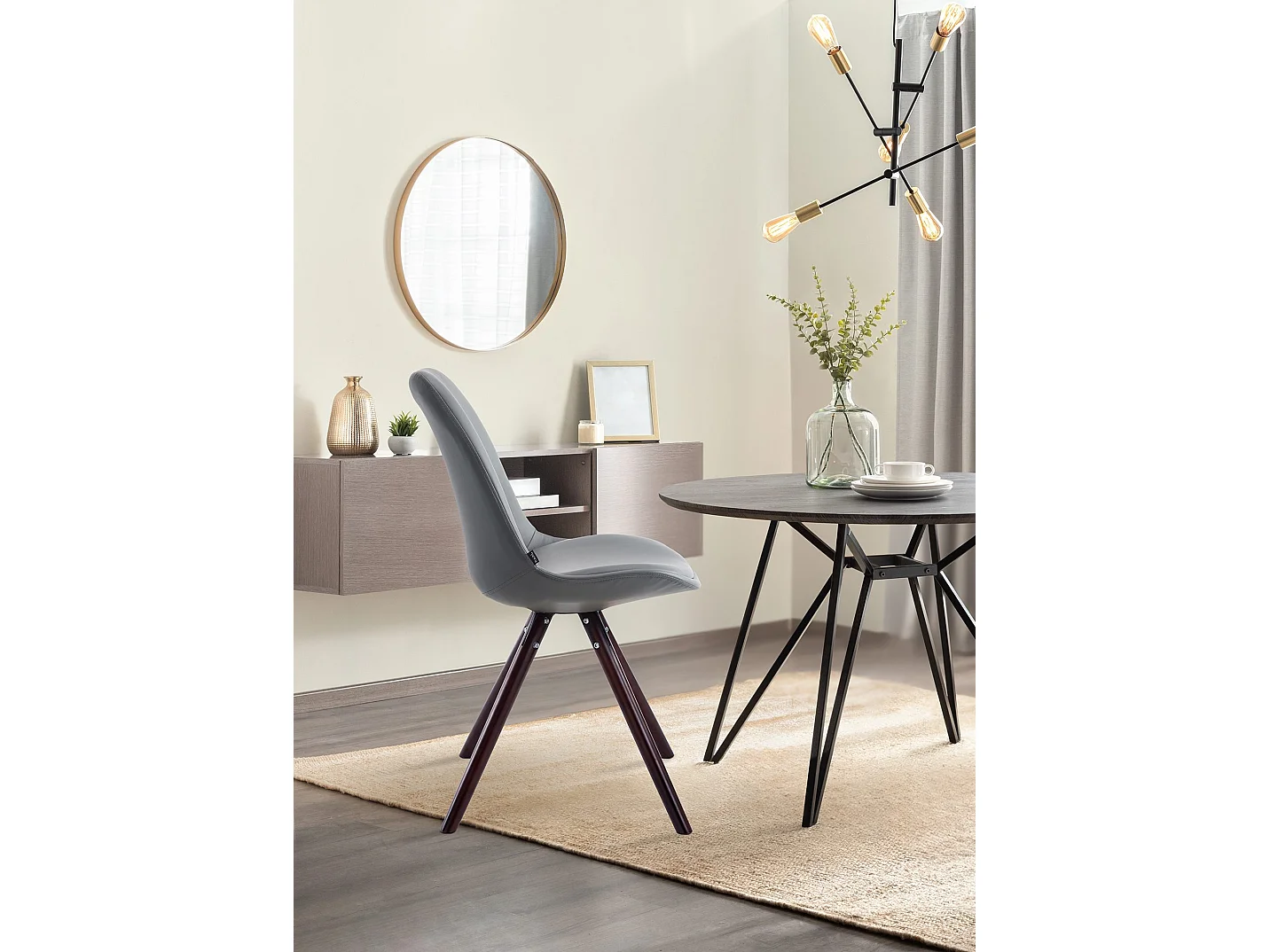 chaise salle à manger - Similicuir & Cappuccino - Gris - Laval