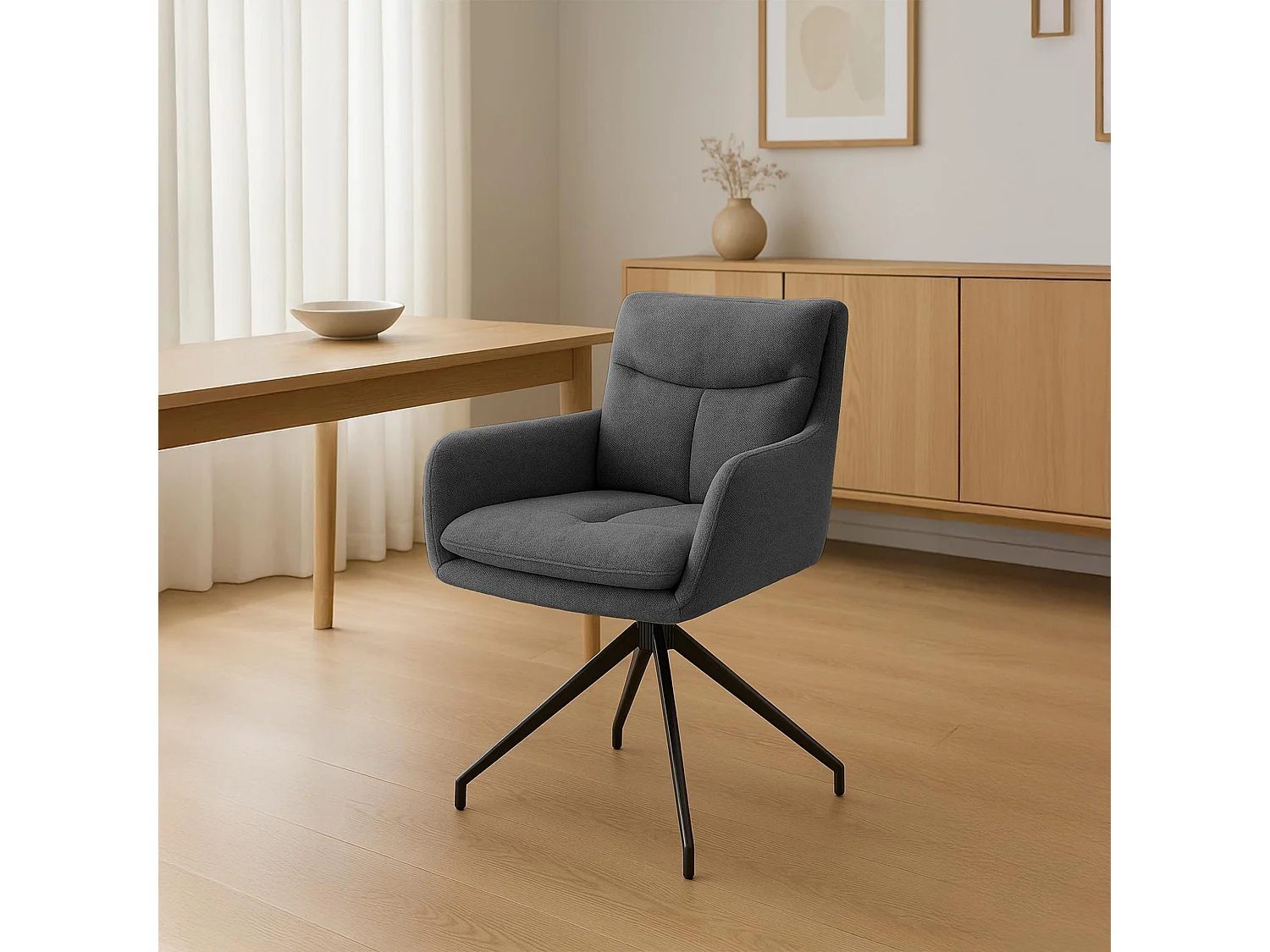 chaise salle à manger - Tissu - Gris foncé - Somers