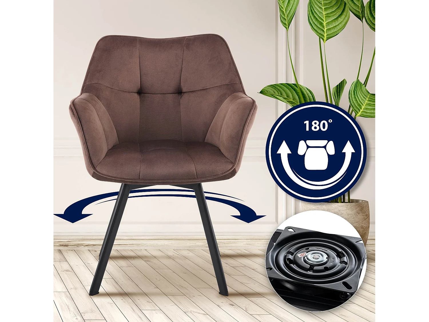 chaise salle à manger - Velours - Marron - Jordi