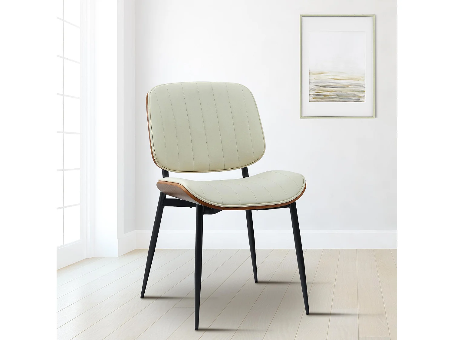 chaise salle à manger - Similicuir - Noyer / Crème - Tiffin