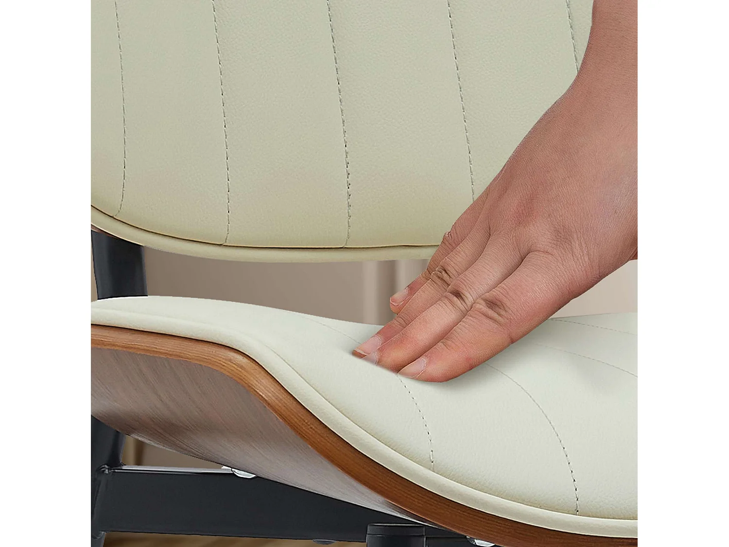 chaise salle à manger - Similicuir - Noyer / Crème - Tiffin