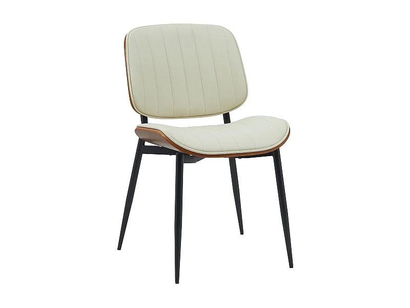 chaise salle à manger - Similicuir - Noyer / Crème - Tiffin