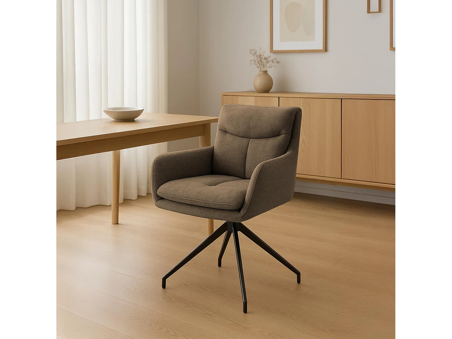 chaise salle à manger - Tissu - Marron - Somers