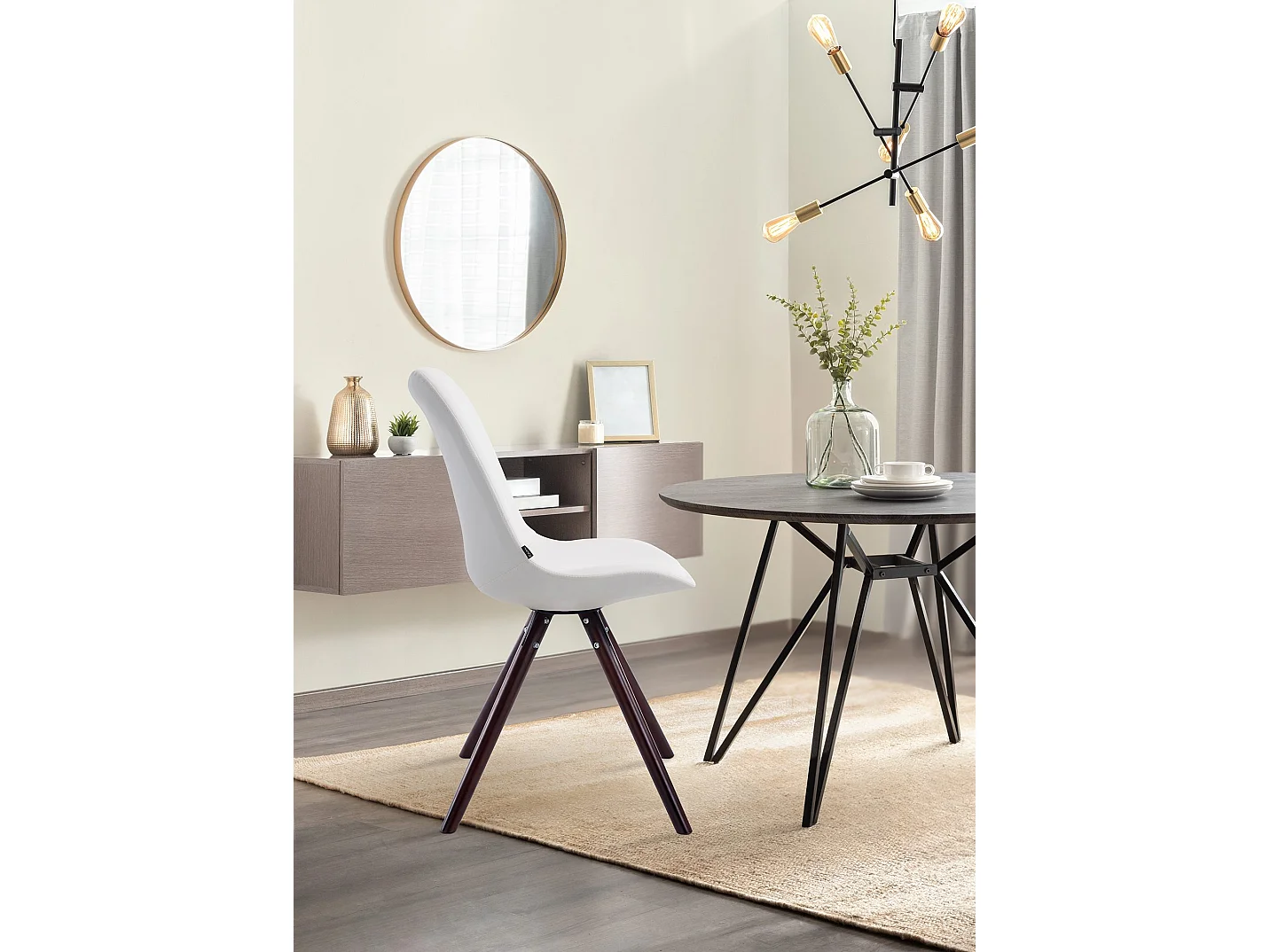 chaise salle à manger - Similicuir & Cappuccino - Blanc - Laval