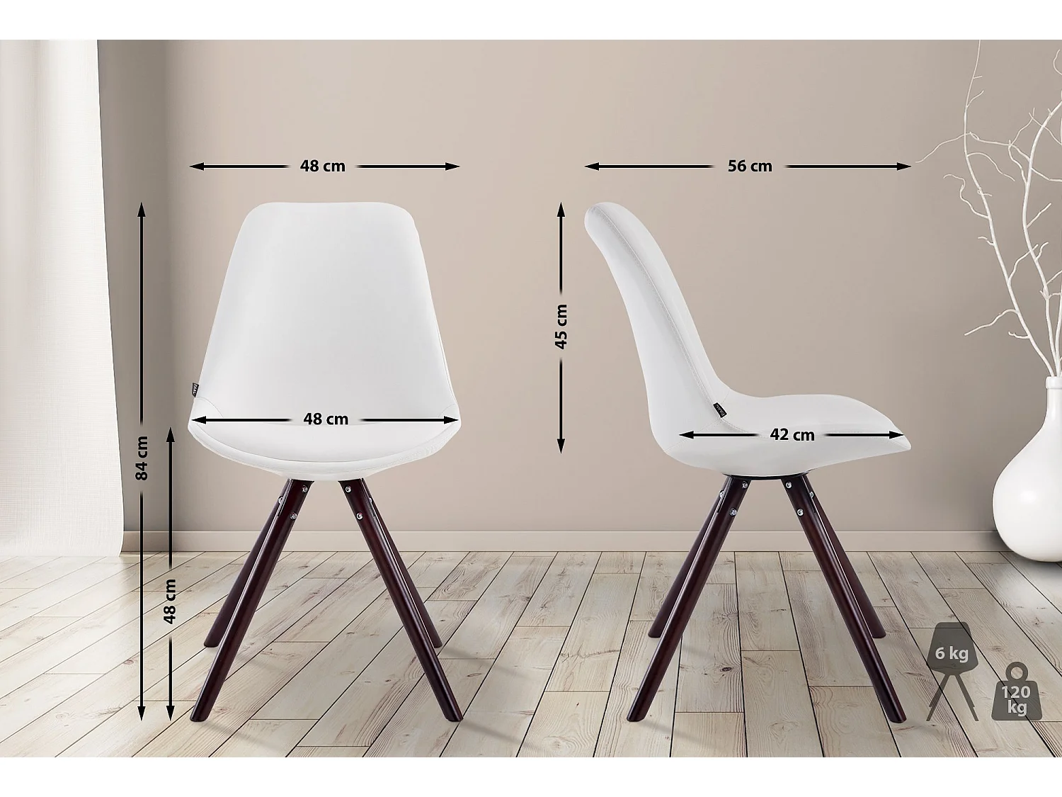 Eetkamerstoelen - Kunstleer & cappuccino - wit - Laval