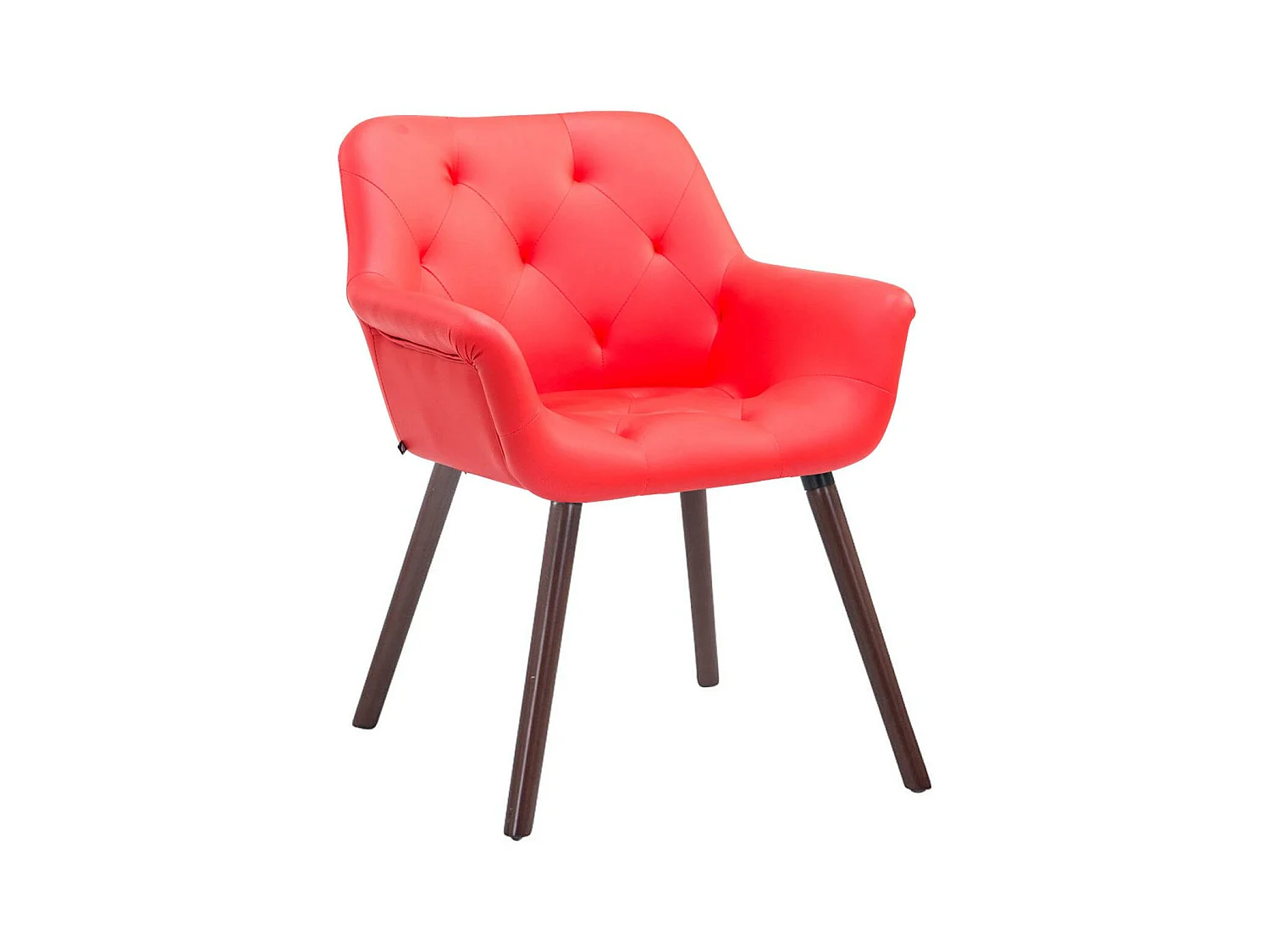 chaises avec accoudoirs - Similicuir & Noyer - Rouge - Cassidy