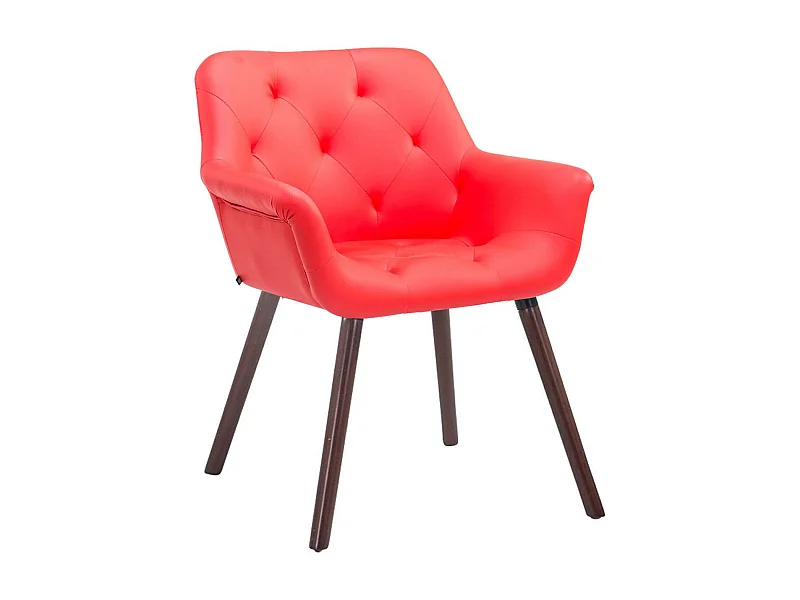 chaises avec accoudoirs - Similicuir & Noyer - Rouge - Cassidy