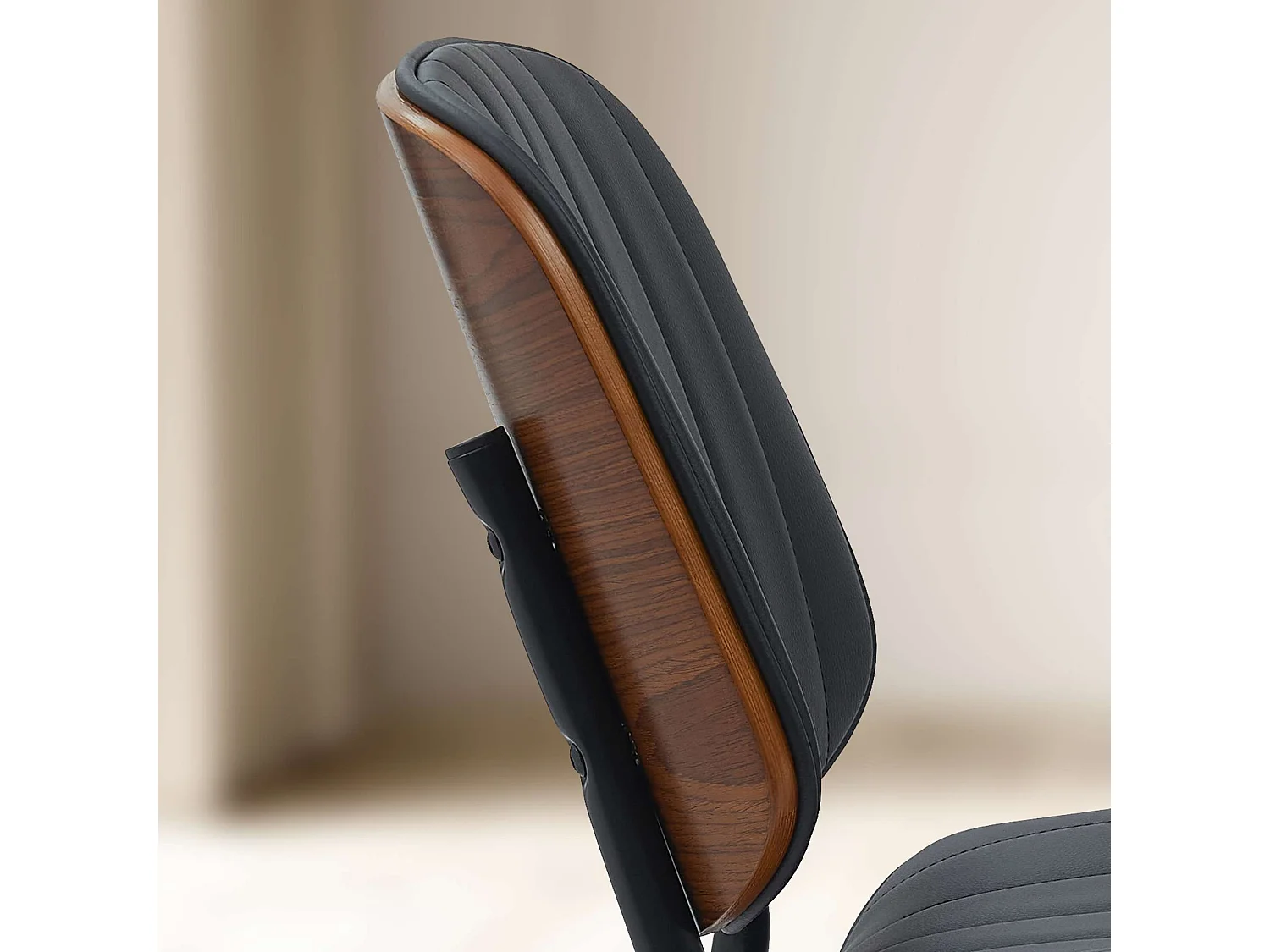 chaise salle à manger - Similicuir - Noyer / Noir - Tiffin