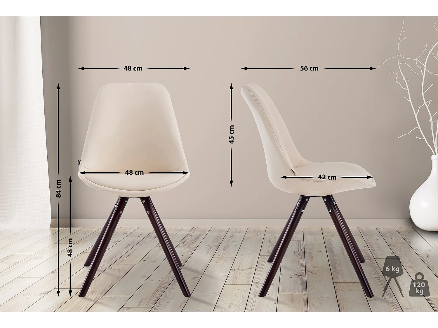 chaise salle à manger - Similicuir & Cappuccino - Crème - Laval