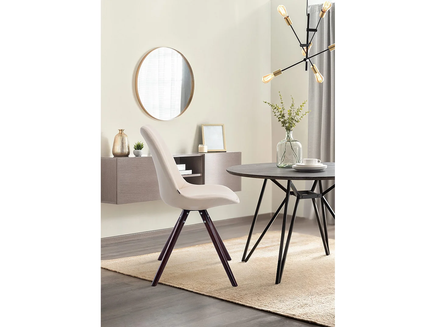 chaise salle à manger - Similicuir & Cappuccino - Crème - Laval