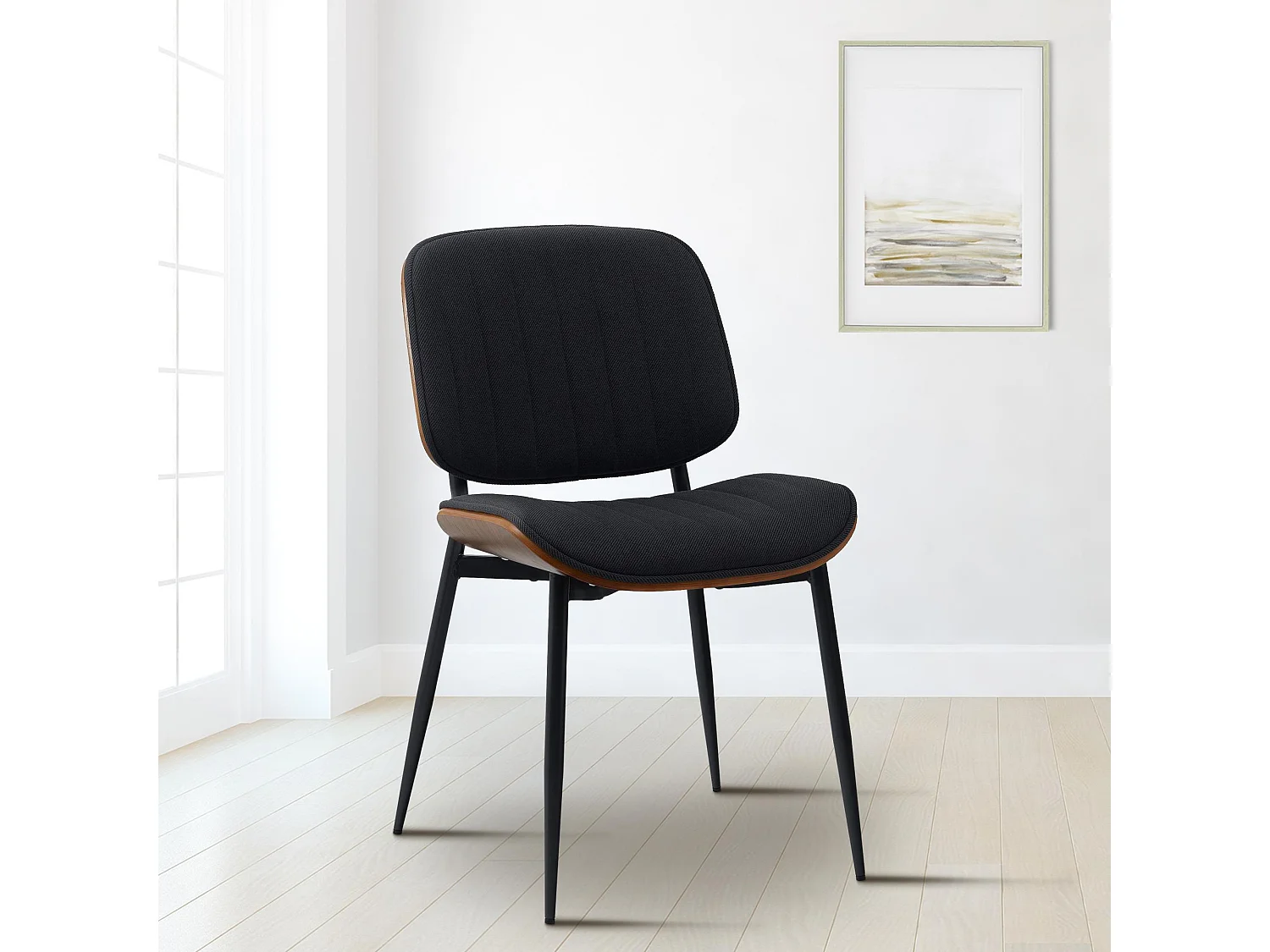 chaise salle à manger - Tissu - Noyer / Noir - Tiffin