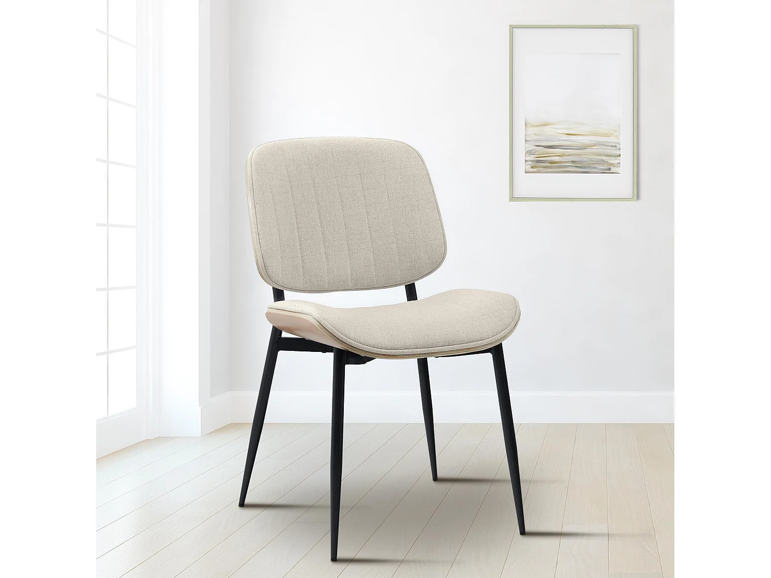 chaise salle à manger - Tissu - Nature / Crème - Tiffin