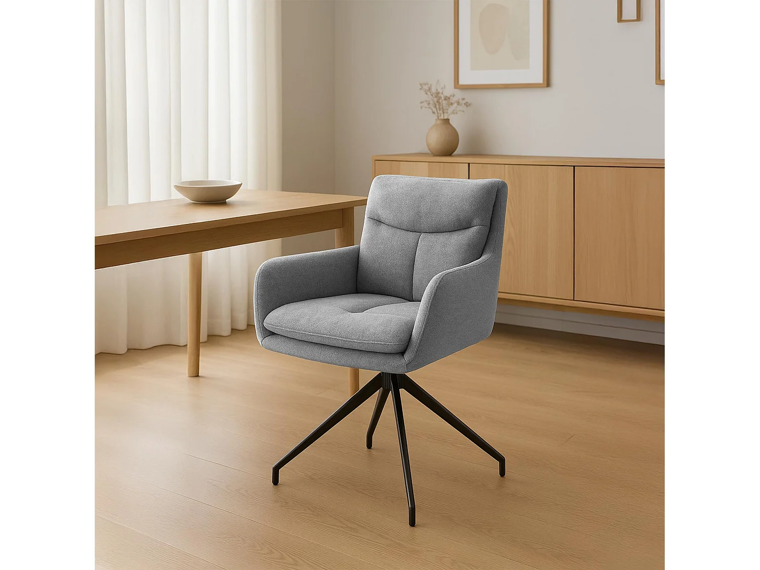 chaise salle à manger - Tissu - Gris clair - Somers