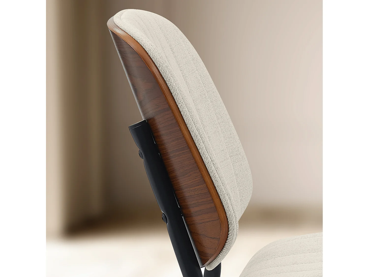 chaise salle à manger - Tissu - Noyer / Crème - Tiffin