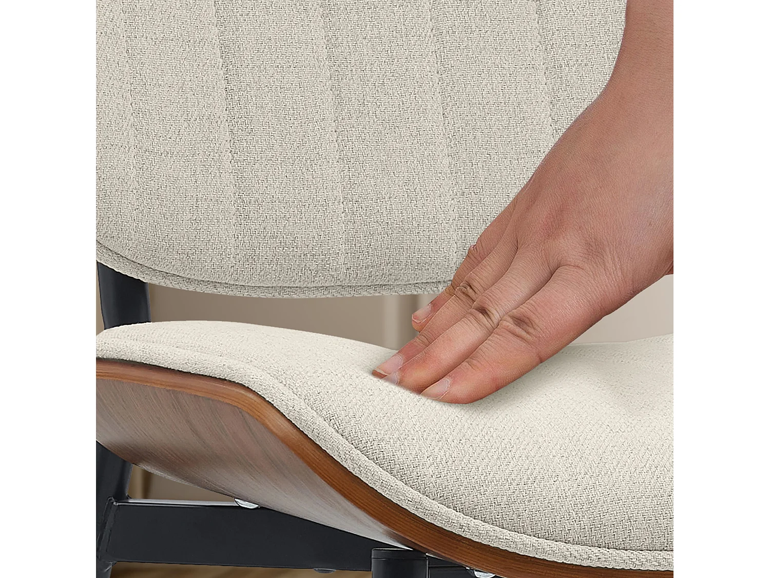 chaise salle à manger - Tissu - Noyer / Crème - Tiffin