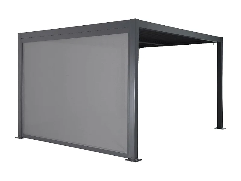 Pergola bioclimatique aluminium et acier 3x3m lames orientables + store 3m PALACE anthracite