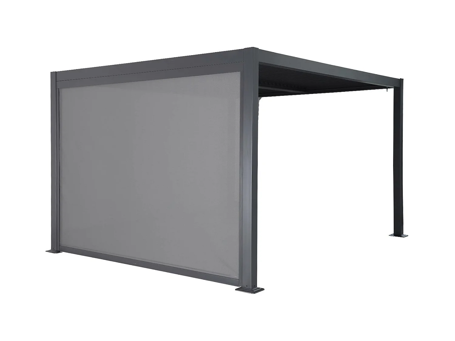 Pergola bioclimatique aluminium et acier 3x3m lames orientables + store 3m PALACE anthracite