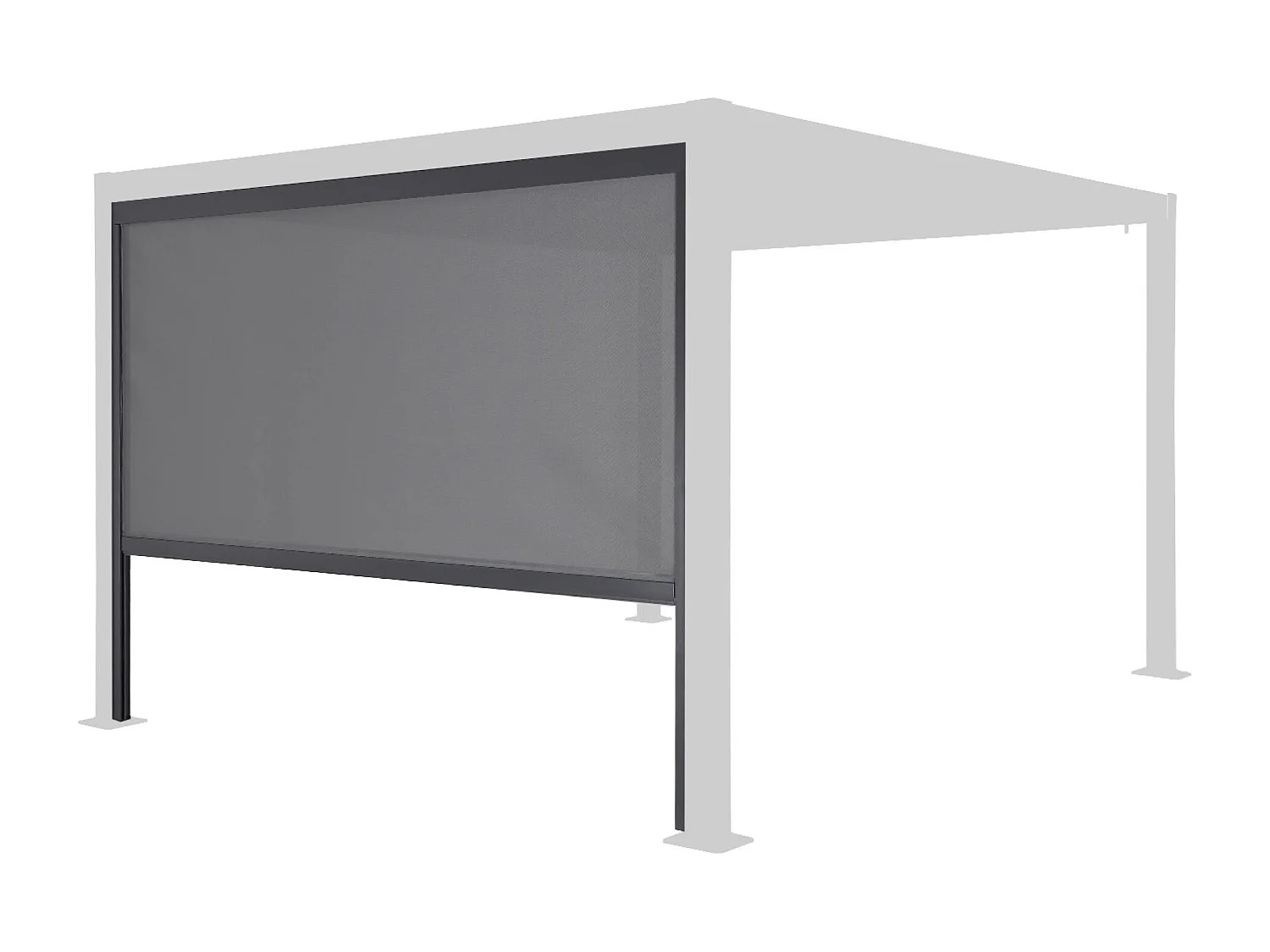 Pergola bioclimatica 3x3m in alluminio e acciaio + tenda 3m, antracite