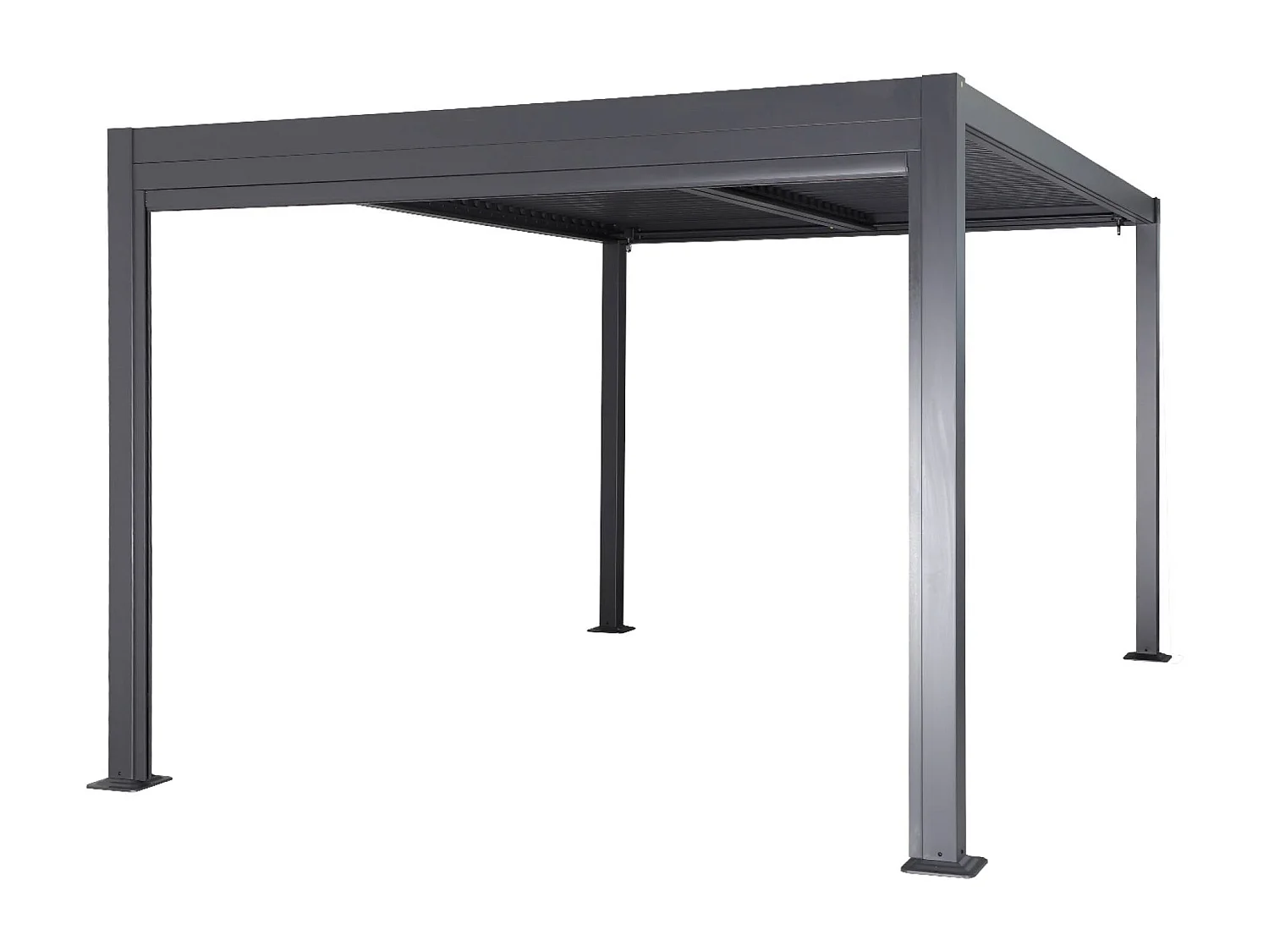 Pergola bioclimatica 3x3m in alluminio e acciaio + tenda 3m, antracite