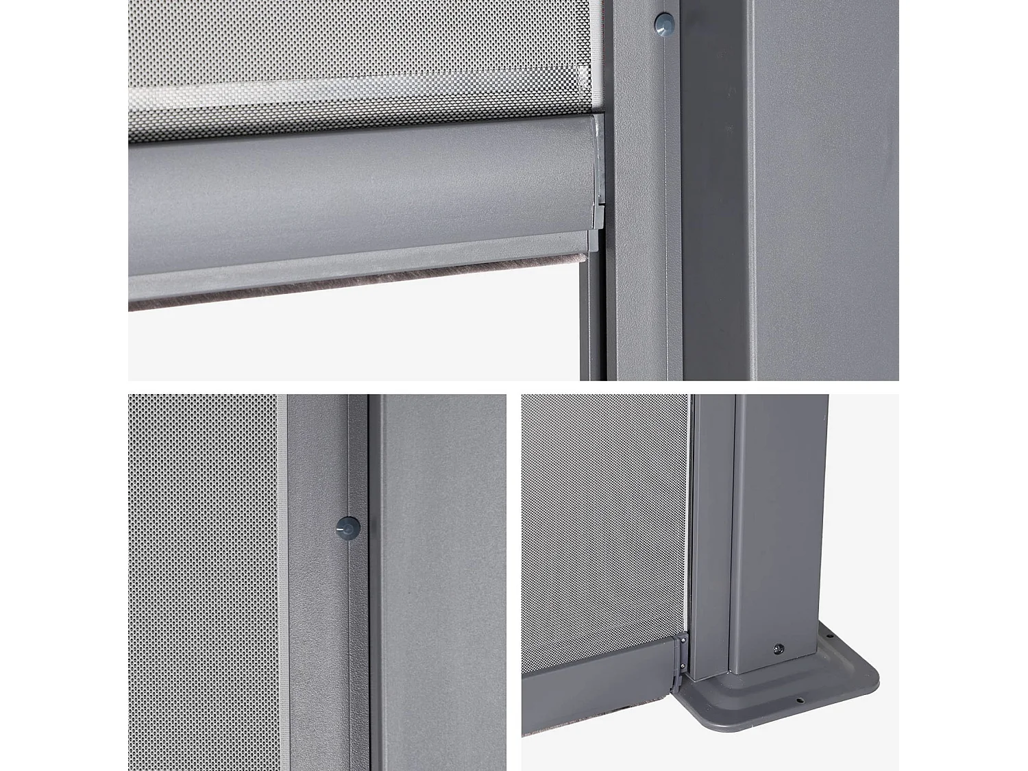 Pergola bioclimatica 3x3m in alluminio e acciaio + tenda 3m, antracite