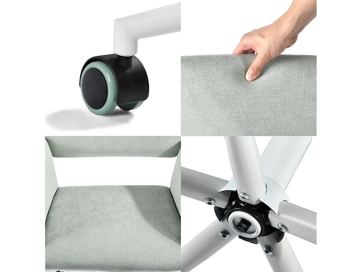 URBAN MEUBLE Chaise de bureau tissu vert pâle, réglable en hauteur, rotation à 360°