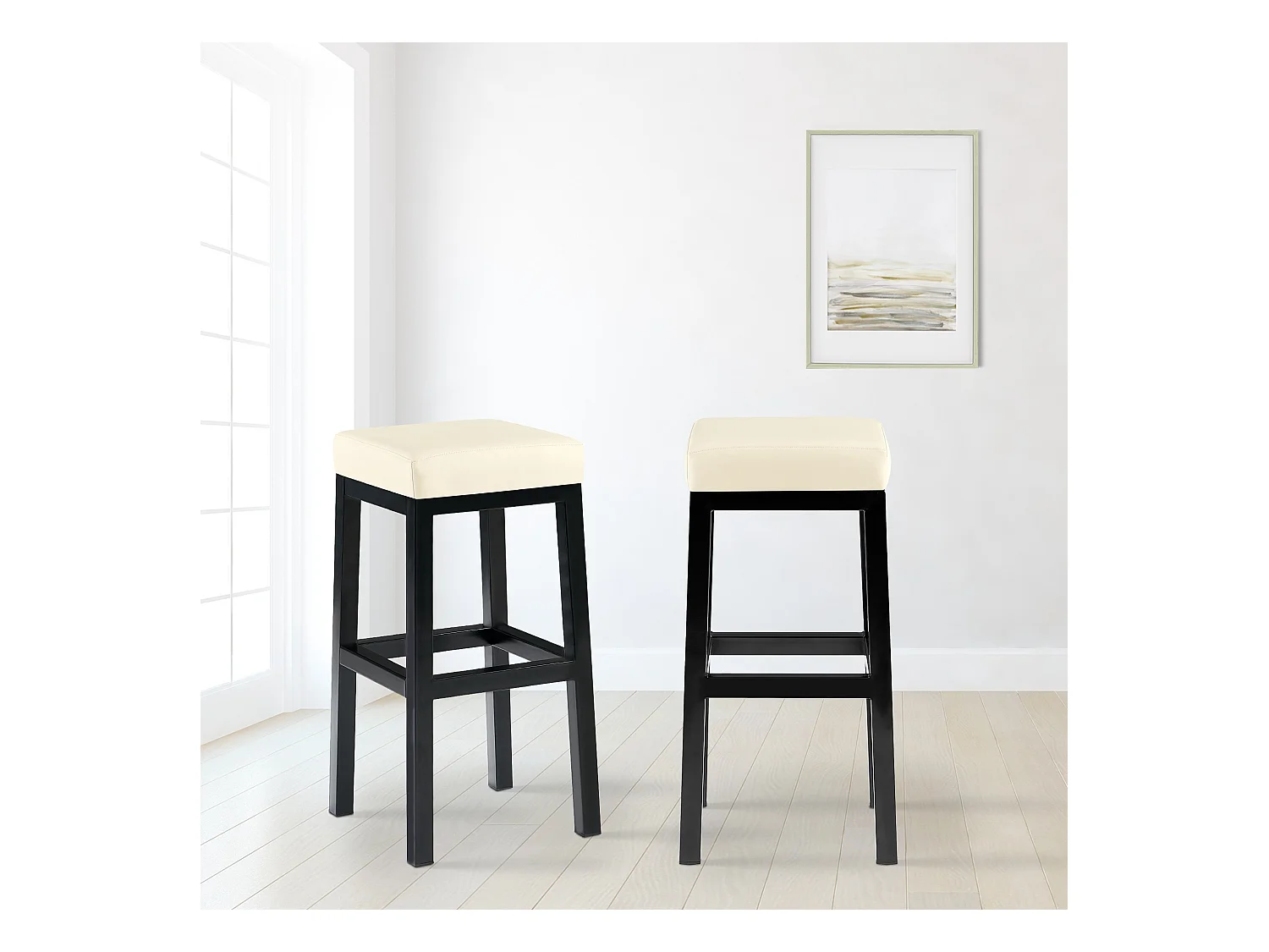 Tabouret de bar - Similicuir - Crème - Taylor B80