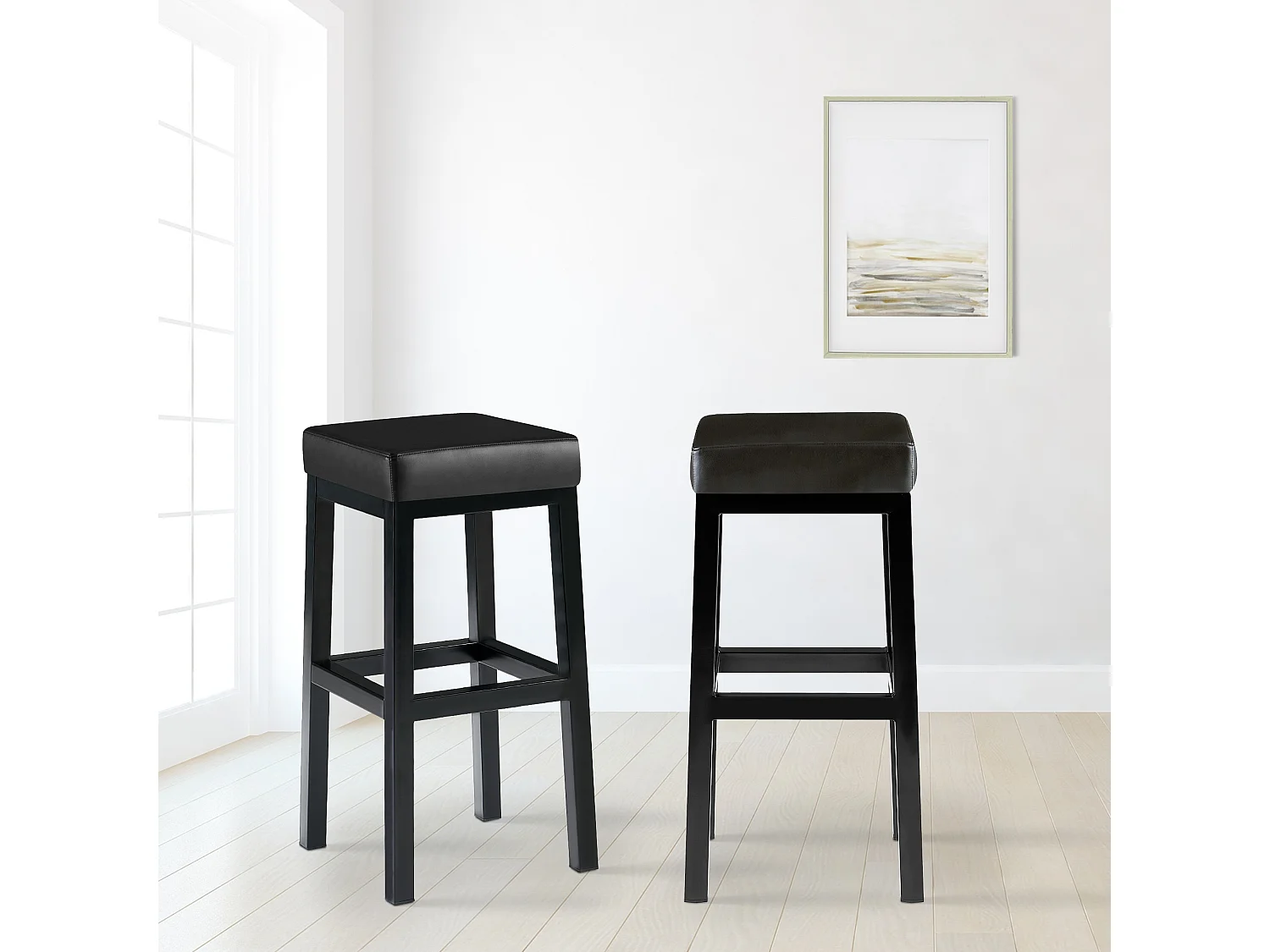 Tabouret de bar - Similicuir - Noir - Taylor B80