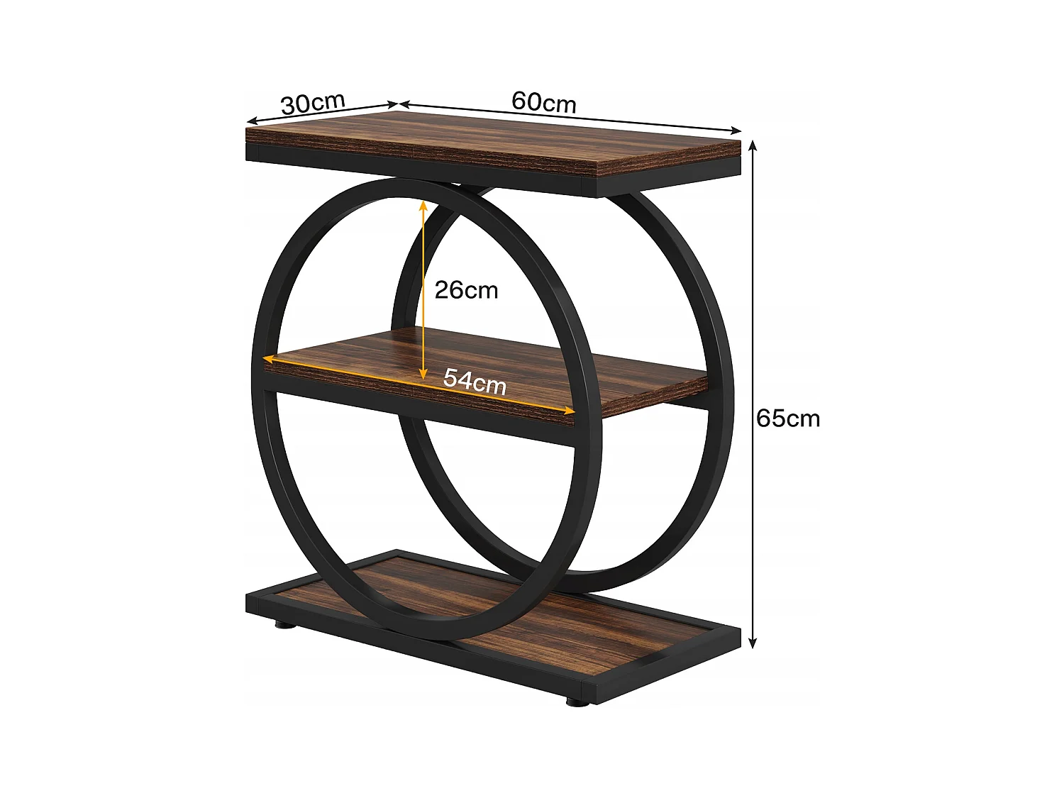 Table d'appoint étroite à 3 Niveaux, Table de Salon en Bois avec Cadre en métal Noir, Table Basse Industrielle pour canapé