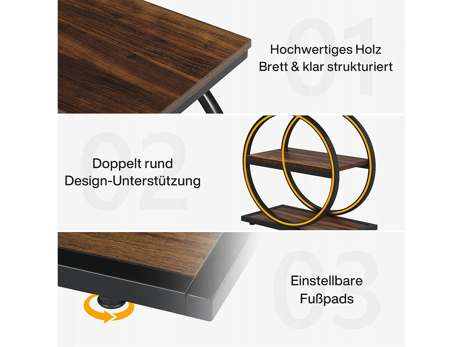 Table d'appoint étroite à 3 Niveaux, Table de Salon en Bois avec Cadre en métal Noir, Table Basse Industrielle pour canapé