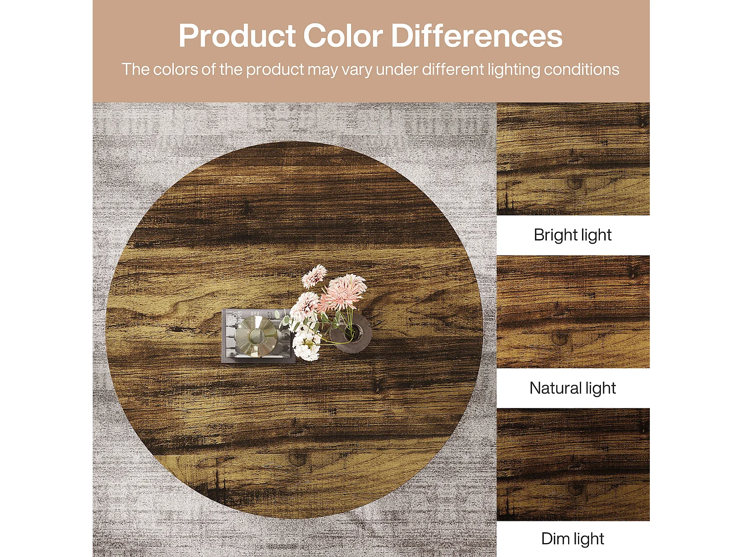 Tavolino da caffè rotondo industriale a 2 livelli con ripiani portaoggetti, tavolino centrale moderno in legno da 80 cm